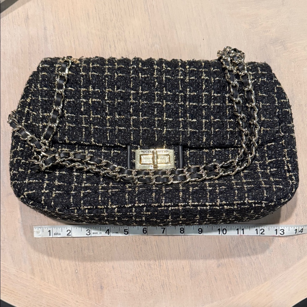 Karl Lagerfeld Black Tweed Shoulder Bag